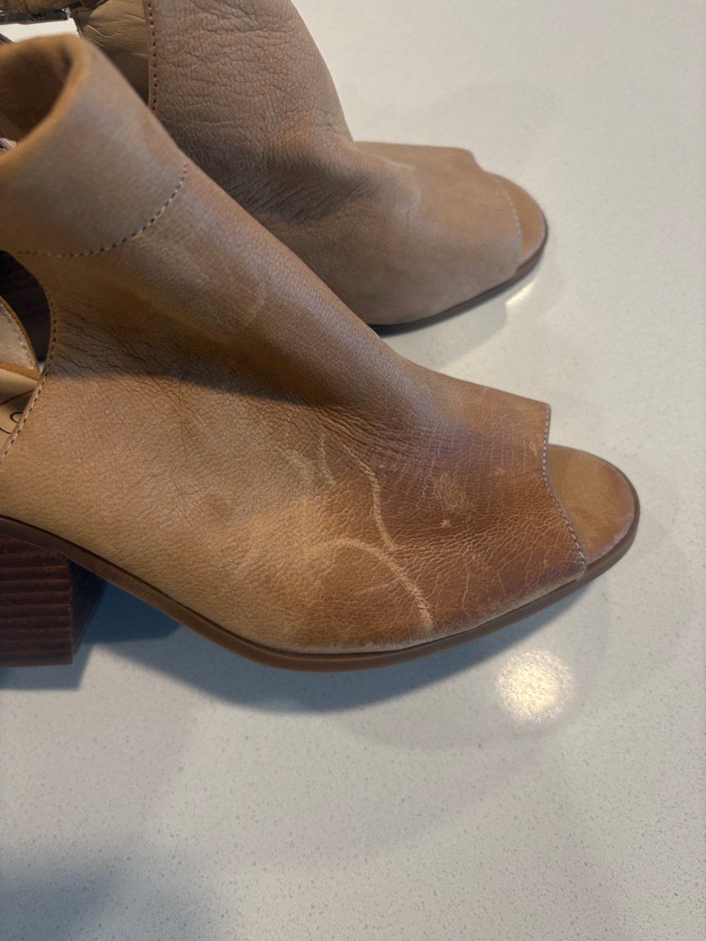 Sole Society Tan Open-Toe Leather Ankle-Strap Mules - Picture 4 of 17